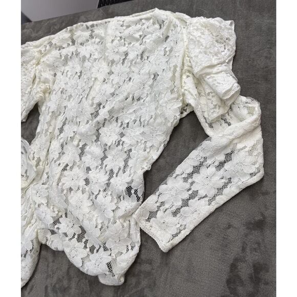 Isabel Marant Vinny Asymmetric Ruffled Cotton-lace Top In Off-White sz 42/ US 10 - Picture 6 of 16